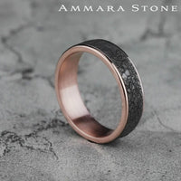 The Rubble Men's Wedding Band in 14K Rose Gold and Grey Tantalum - 6.5mm Width by Ammara Stone