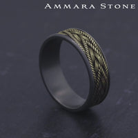 The Braid Men's Wedding Band in Grey Tantalum and 14K Yellow Gold - 7.5mm Width by Ammara Stone