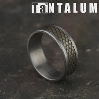 The Rhaegal Men's Wedding Band in Grey Tantalum and Bronze - 8mm Width by Tantalum