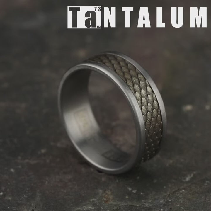 The Rhaegal Men's Wedding Band in Grey Tantalum and Bronze - 8mm Width by Tantalum