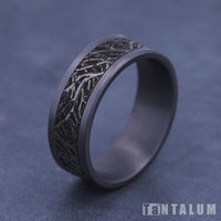 The Windsor Men's Wedding Band in Grey Tantalum and Grey/Black Titanium - 8mm Width by Tantalum
