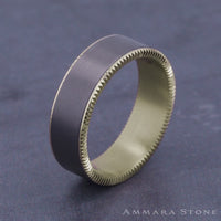 The Centura Men's Wedding Band in 14K Yellow Gold and Grey Tantalum - 7.5mm Width by Ammara Stone