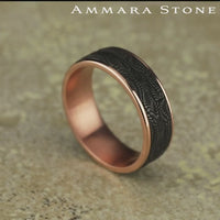 The Python Men's Wedding Band in 14K Rose Gold and Grey Tantalum - 7.5mm Width by Ammara Stone
