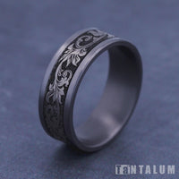 The Royal Men's Wedding Band in Grey Tantalum and Grey/Black Titanium - 8mm Width by Tantalum