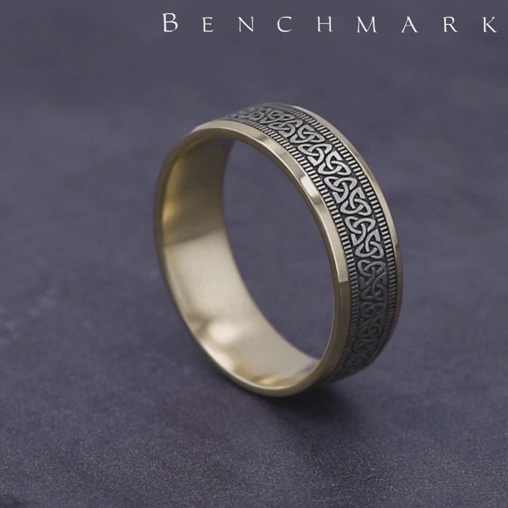The Wexford Men's Wedding Band in 14K Yellow and White Gold - 7mm by Benchmark
