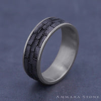The Mason Men's Wedding Band in 14K White Gold and Grey Tantalum - 7.5mm Width by Ammara Stone
