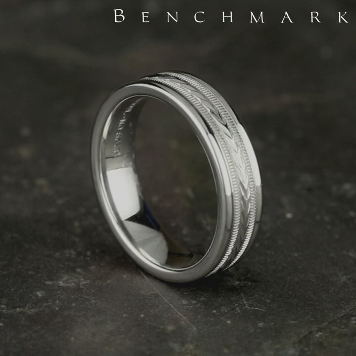 The Dominion Men's Wedding Band in 14K White Gold - 6.5mm Width by Benchmark
