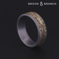 The Covey Men's Wedding Band in Grey Tantalum and 14K Yellow Gold - 7.5mm Width by Brook and Branch