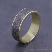The Gibeon Men's Wedding Band in 14K Yellow Gold and Grey Tantalum - 7.5mm Width by Ammara Stone