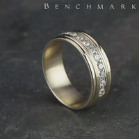 The Roosevelt Men's Wedding Band in 14K Yellow Gold - 8mm Width by Benchmark