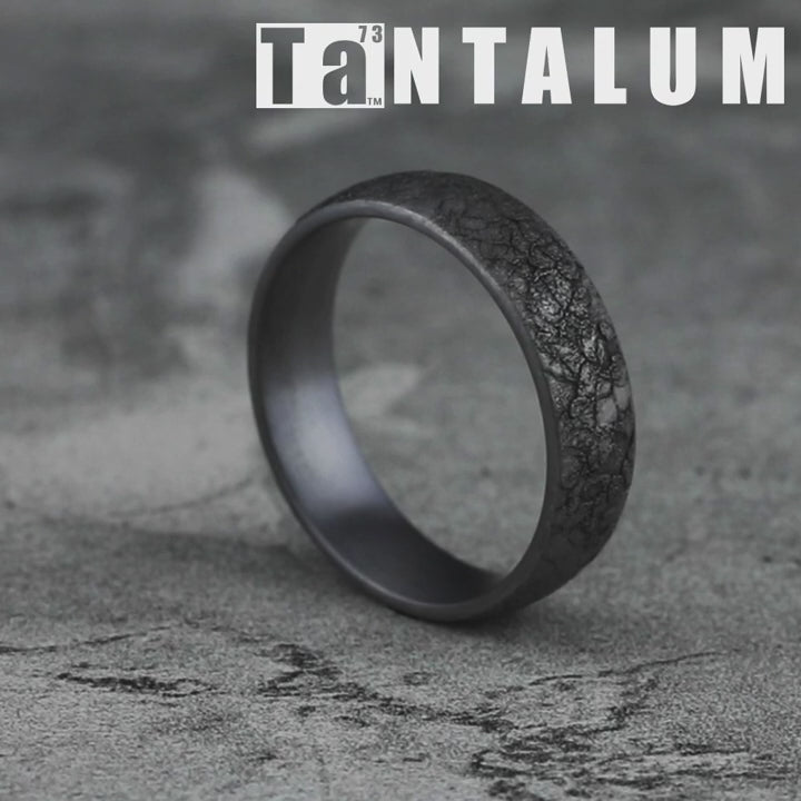 The Rubble Men's Wedding Band in Grey Tantalum - 6mm Width by Tantalum