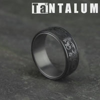 The Palace Men's Wedding Band in Grey Tantalum and Black Titanium - 8mm Width by Tantalum