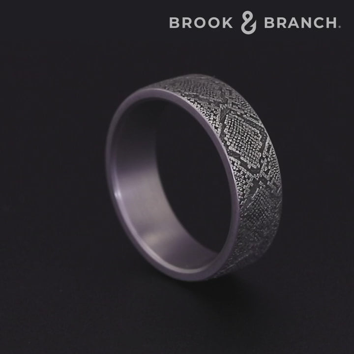 The Diamondback Men's Wedding Band in Grey Tantalum - 7mm Width by Brook and Branch