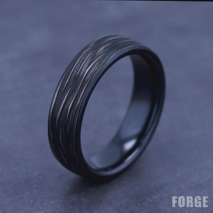 The Dryad Men's Wedding Band in Black Titanium - 6.5mm Width by Forge