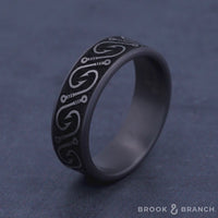 The Hook Men's Wedding Band in Grey Tantalum and Grey/Black Titanium - 7.5mm Width by Brook and Branch