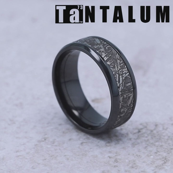 The Matrix Men's Wedding Band in Black Titanium and Grey Tantalum - 8mm Width by Tantalum