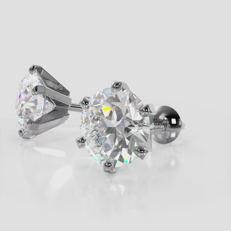 Rombelle - Bezel Set Round Diamond Stud Earrings - Lab Created Diamonds - F Color / VS Clarity, Available from .32 to 3 Carats Total Weight in 18K White, Yellow, Rose Gold or Platinum