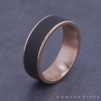 The Sergeant Men's Wedding Band in 14K Rose Gold and Darkened Tantalum - 7.5mm Width by Ammara Stone