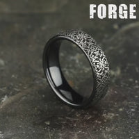 The Sultan Men's Wedding Band in Grey and Black Titanium - 6.5mm Width by Forge