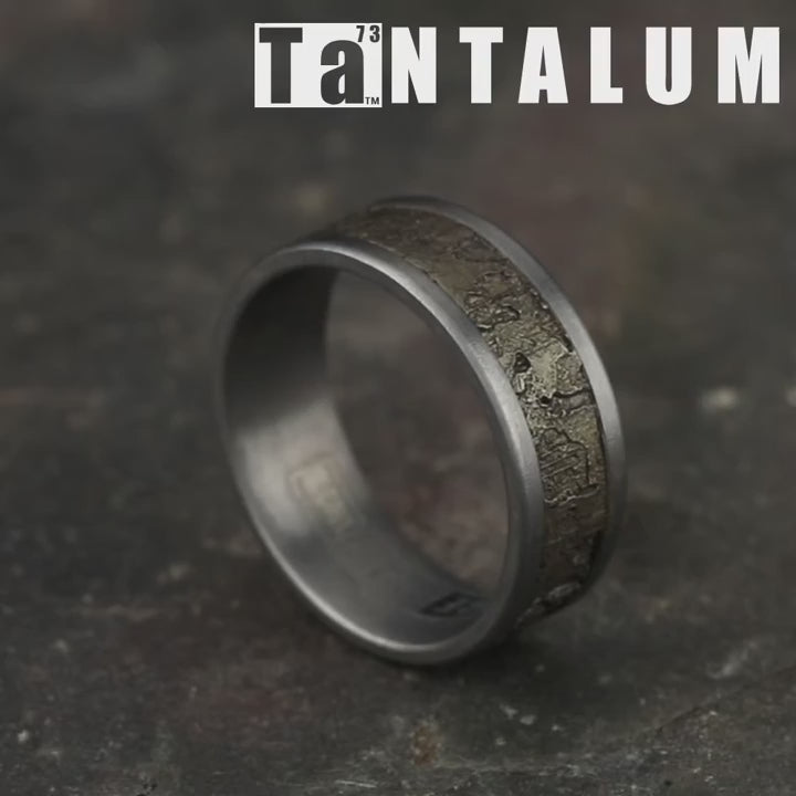 The Stud Men's Wedding Band in Grey Tantalum and Bronze - 8mm Width by Tantalum