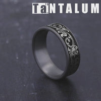 The Prince Men's Wedding Band in Grey Tantalum and Grey/Black Titanium - 7.5mm Width by Tantalum