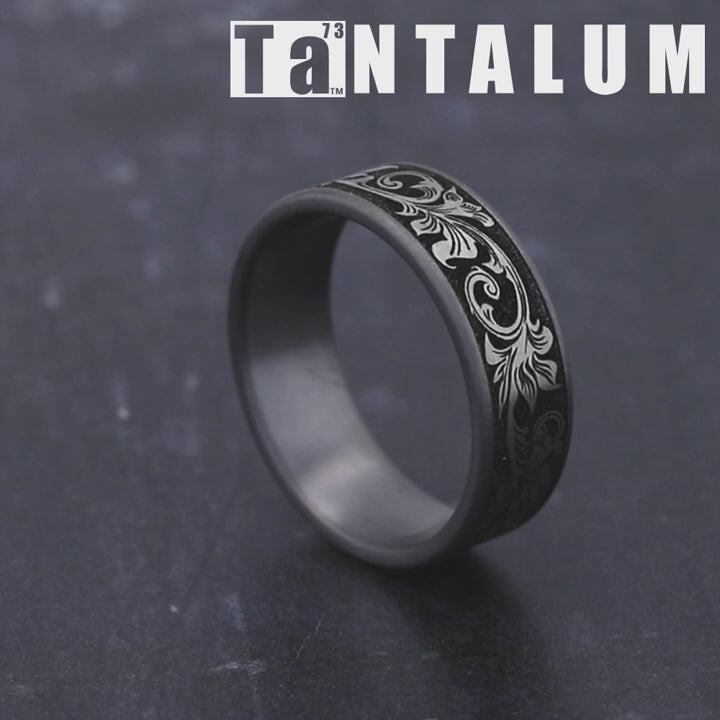 The Prince Men's Wedding Band in Grey Tantalum and Grey/Black Titanium - 7.5mm Width by Tantalum