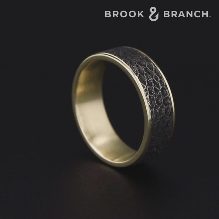 The Coral Men's Wedding Band in 14K Yellow Gold and Black Titanium - 7.5mm Width by Brook and Branch