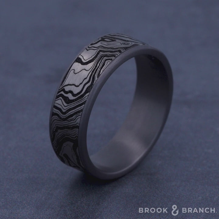 The Explorer Men's Wedding Band in Grey Tantalum and Grey/Black Titanium - 7.5mm Width by Brook and Branch