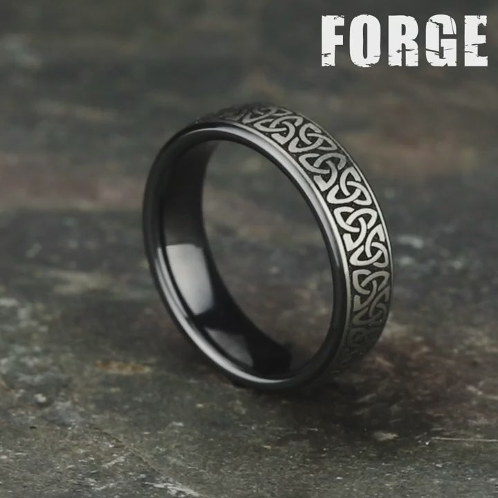 The Carlow Men's Wedding Band in Grey/Black Titanium - 6.5mm Width by Forge