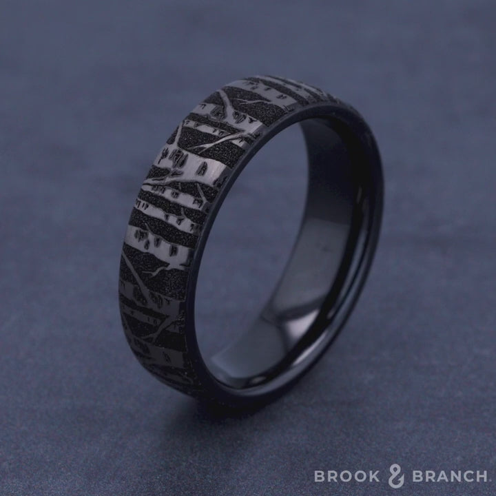 The Birch Men's Wedding Band in Grey/Black Titanium - 6.5mm Width by Brook and Branch