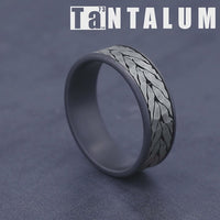 The Medallion Men's Wedding Band in Grey Tantalum and Grey/Black Titanium - 7.5mm Width by Tantalum