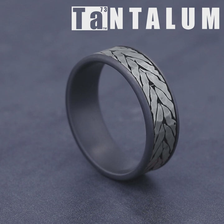 The Medallion Men's Wedding Band in Grey Tantalum and Grey/Black Titanium - 7.5mm Width by Tantalum