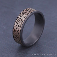 The Bergen Men's Wedding Band in Grey Tantalum and 14K Rose Gold - 7.5mm Width by Ammara Stone