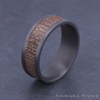 The Alder Men's Wedding Band in Grey Tantalum and 14K Rose Gold - 8mm Width by Ammara Stone