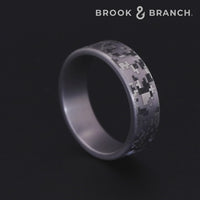 The Digital Camo Men's Wedding Band in Grey Tantalum - 7mm Width by Brook and Branch