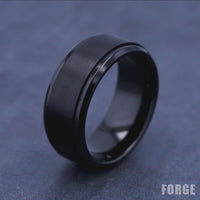 The Duke Men's Wedding Band in Black Titanium - 9mm Width by Forge