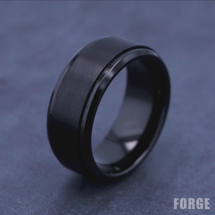 The Duke Men's Wedding Band in Black Titanium - 9mm Width by Forge