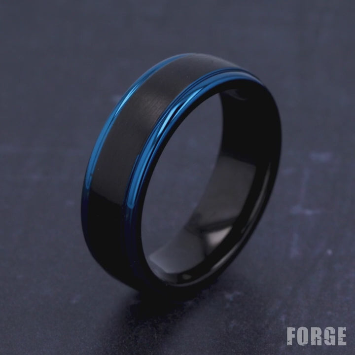 The Nightfall Men's Wedding Band in Black Cobalt - 7mm Width by Forge