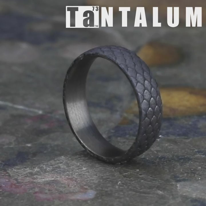 The Smaug Men's Wedding Band in Grey Tantalum - 6mm Width by Tantalum