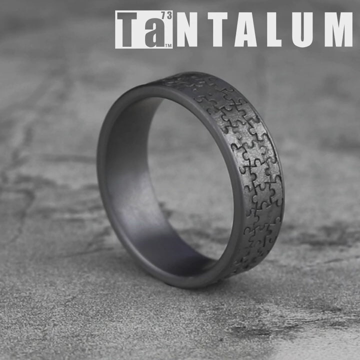 The Puzzle Men's Wedding Band in Grey Tantalum - 7mm Width by Tantalum