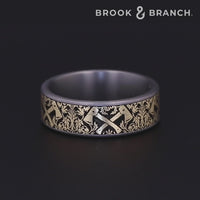 The Hotshot Men's Wedding Band in Grey Tantalum and 14K Yellow Gold - 7.5mm Width by Brook and Branch