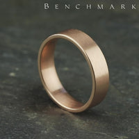 The Sentinel Men's Wedding Band in 14K Rose Gold - 6.5mm by Benchmark