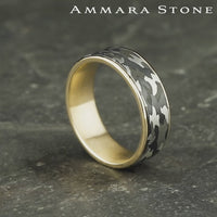 The Rebel Men's Wedding Band in 14K Yellow Gold and Grey Tantalum - 7.5mm Width by Ammara Stone