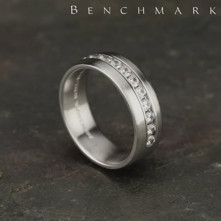 The Mozart Men's Wedding Band in 14K White Gold - 7.5mm Width by Benchmark