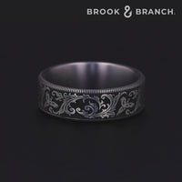 The Pheasant Men's Wedding Band in Grey Tantalum and Grey/Black Titanium - 7.5mm Width by Brook and Branch