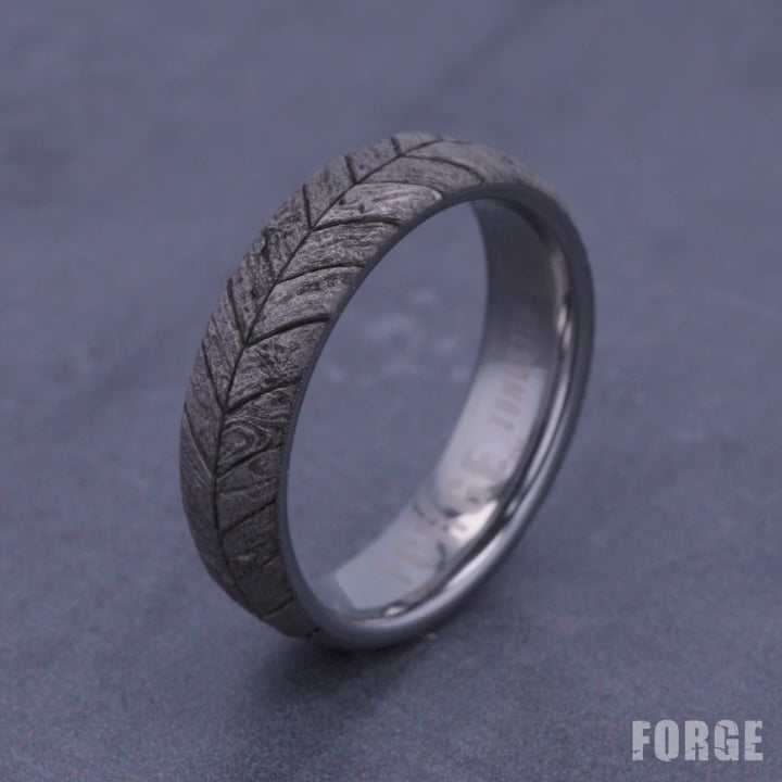 The Chevron Men's Wedding Band in Tungsten - 6mm Width by Forge