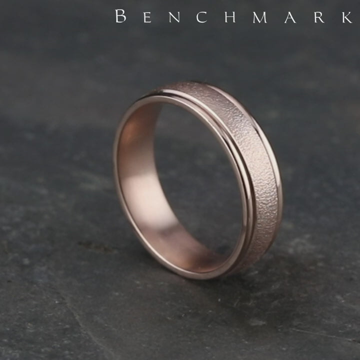 The Phoenix Men's Wedding Band in 14K Rose Gold - 6.5mm by Benchmark