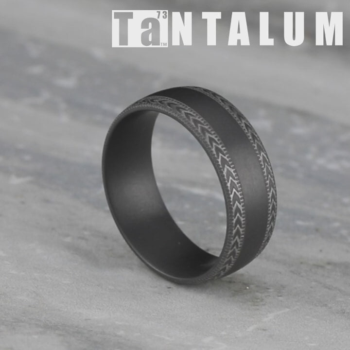 The Archer Men's Wedding Band in Darkened Tantalum - 8mm Width by Tantalum