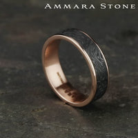 The Dynasty Men's Wedding Band in 14K Rose Gold and Tantalum - 6.5mm Width by Ammara Stone