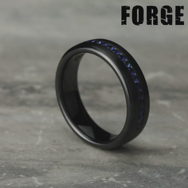 The Viscount Men's Wedding Band in Black Titanium - 6.5mm Width by Forge